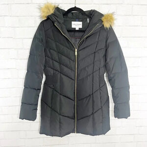 Cole Haan Signature Down & Feather Filled Black Hooded Puffer Jacket Size Small
